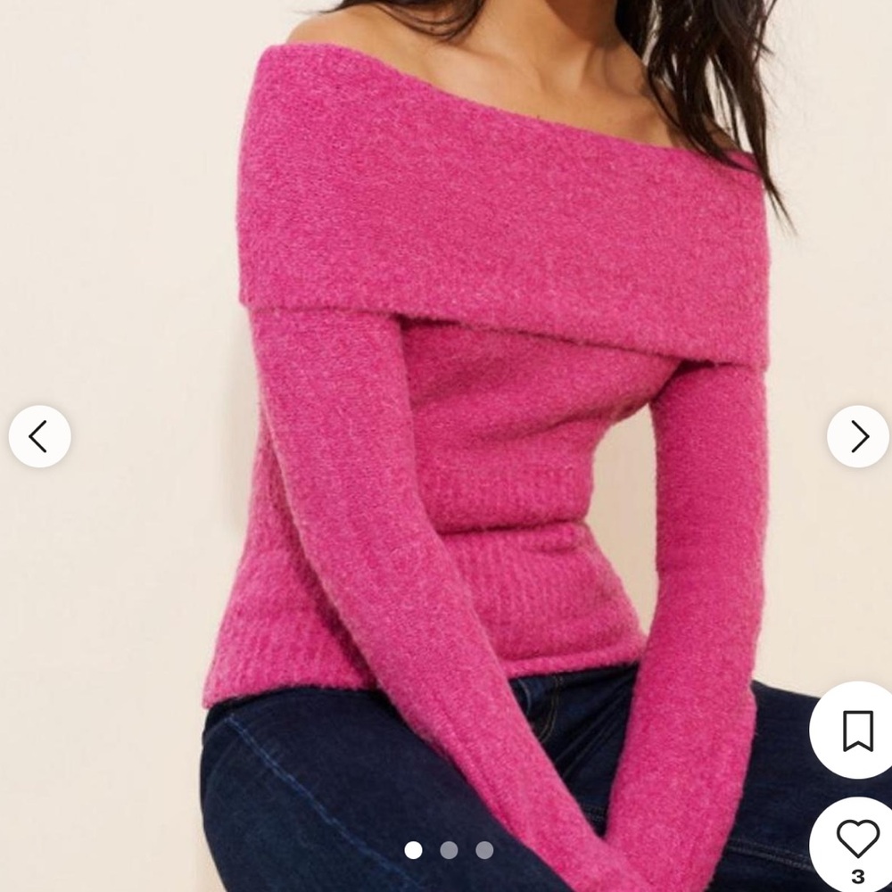UO Silence + Noise off shoulder pink sweater